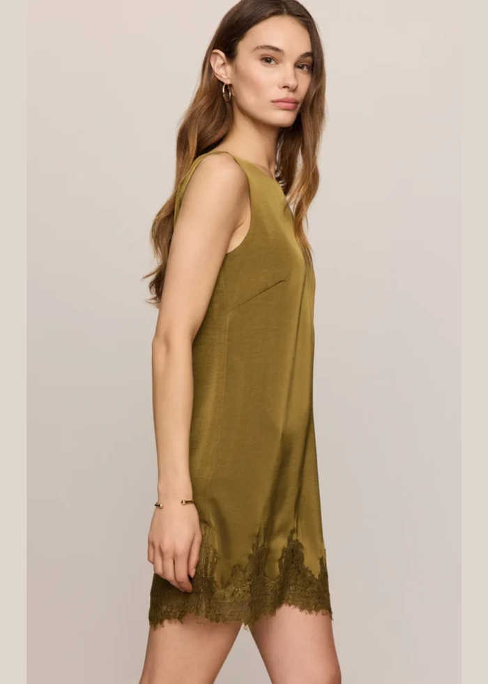 Meadow Muse Lace Mini Dress - Golden Sage