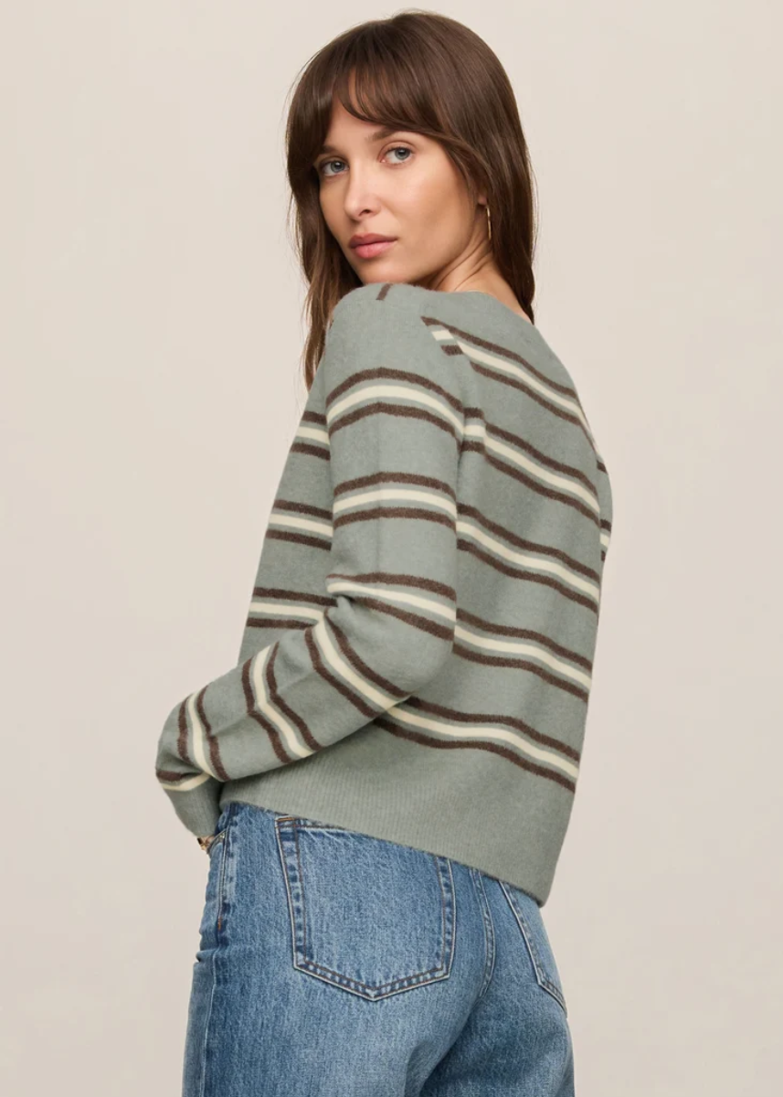 Medina Striped Cardigan - Aqua Cloud