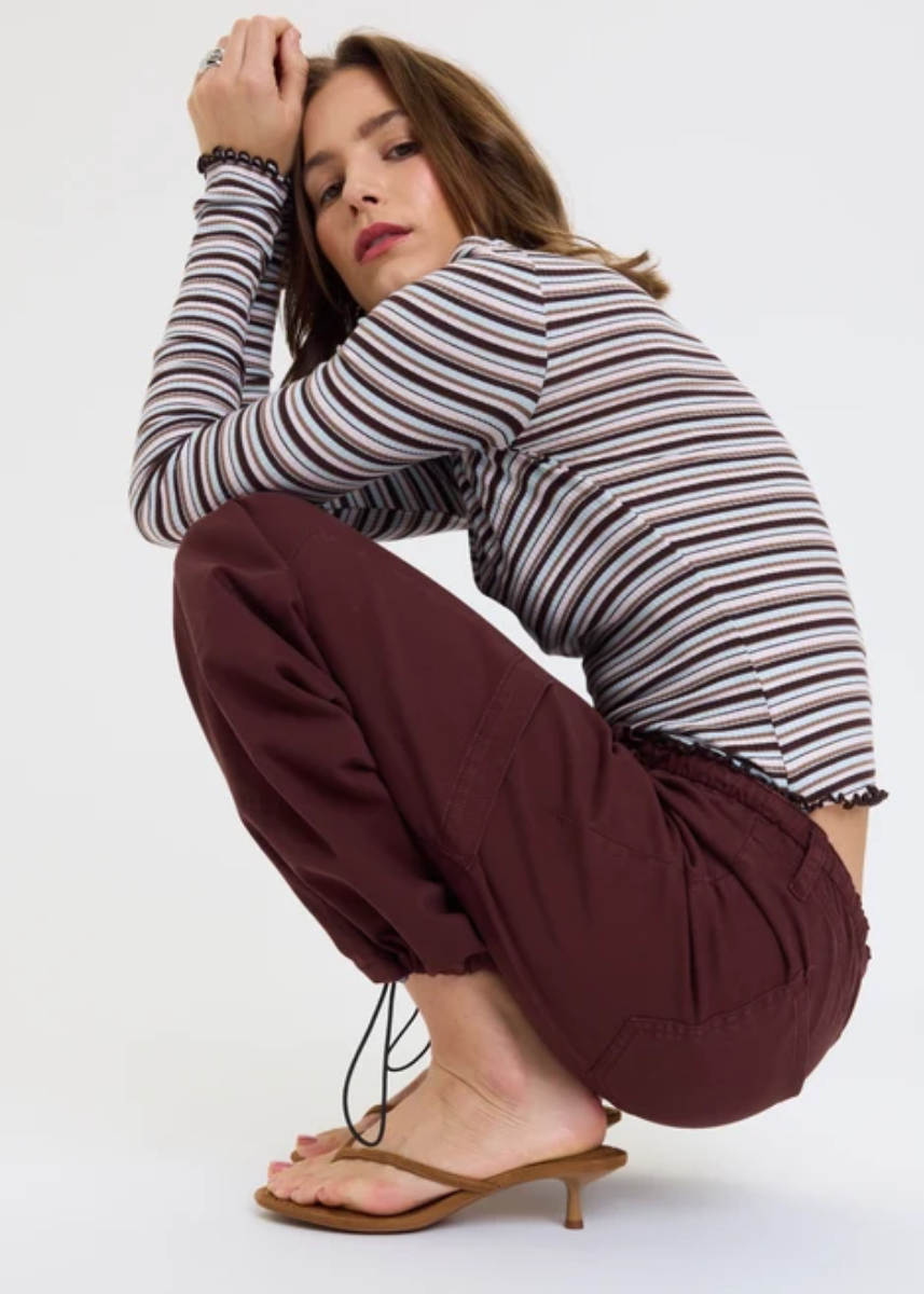 Mirage Mid-Rise Cargo Harem - Cherry Cola