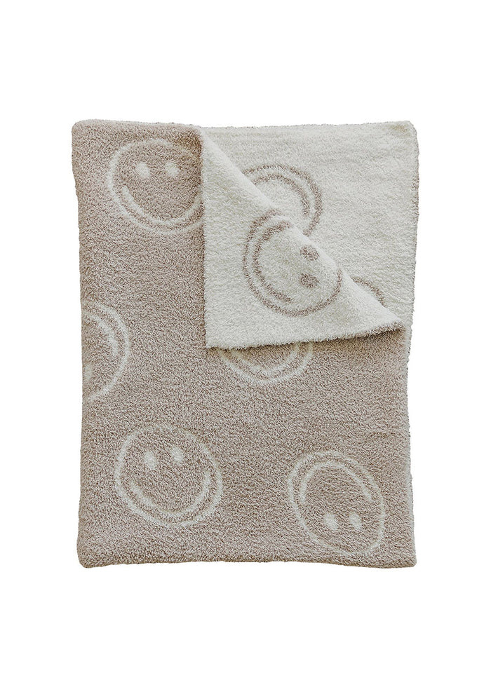 Taupe Smiley Plush Baby Blanket