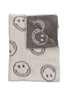 Charcoal Smiley Plush Baby Blanket