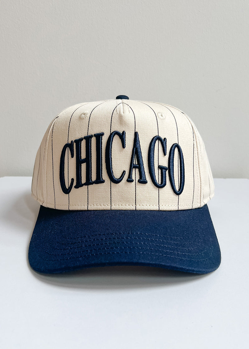 Chicago Puff Pinstripe Baseball Cap - Navy