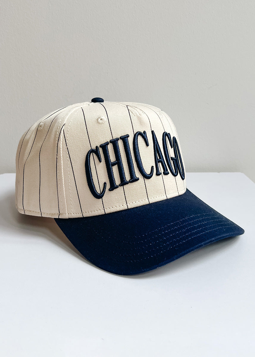 Chicago Puff Pinstripe Baseball Cap - Navy