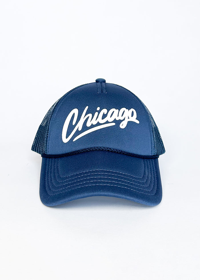Toddler Chicago Script Trucker Hat - Navy