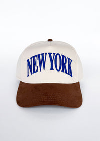 New York Puff Baseball Hat - Royal & Brown Suede