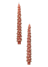 Tree Shaped Gold-Tipped Taper Candles - Coral