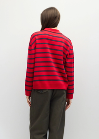 Nora Striped Sweater Polo - Red Multi