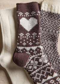 Nordic Knit Socks (3-Pack) - Brown Combo