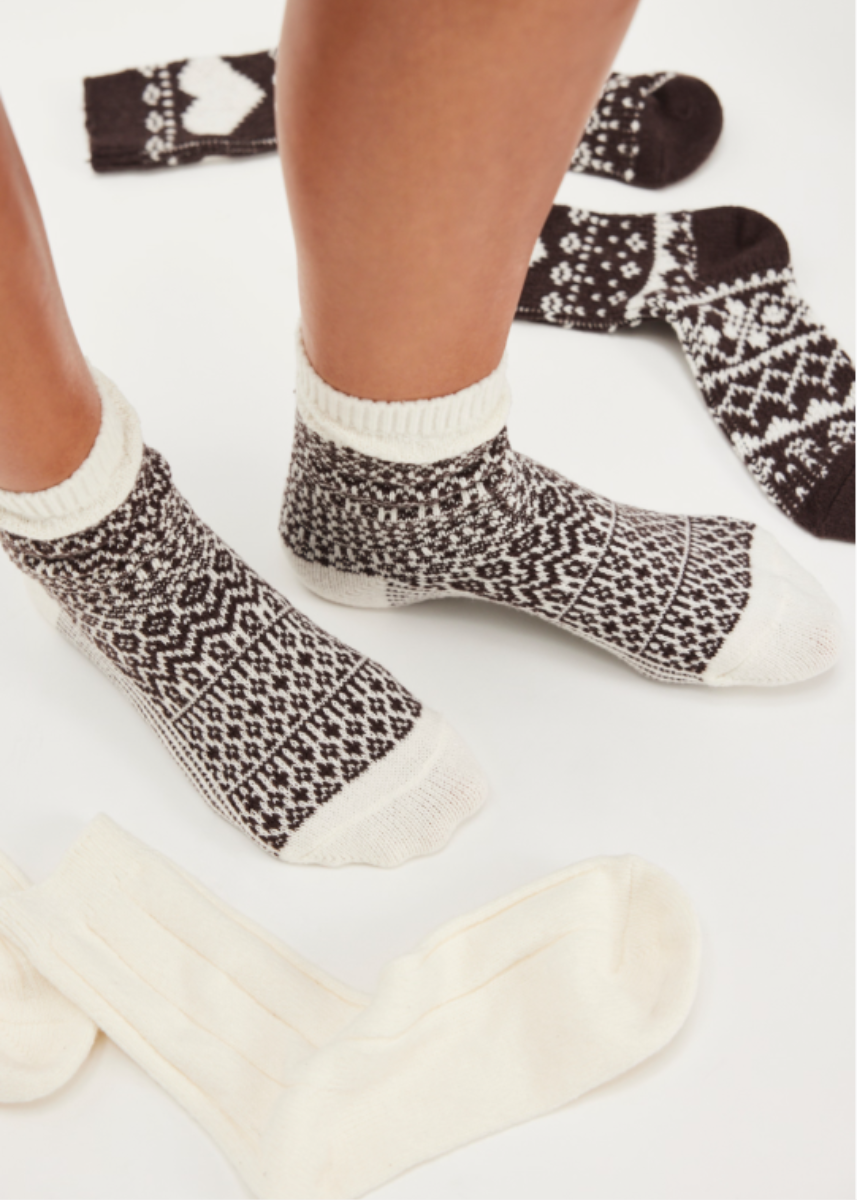 Nordic Knit Socks (3-Pack) - Brown Combo