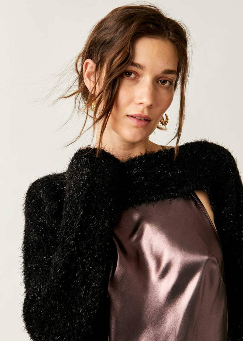 Shimmer Bolero Sweater - Black