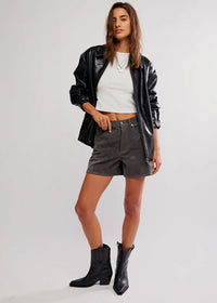 Tippi Vegan Suede Shorts - Dark Grey
