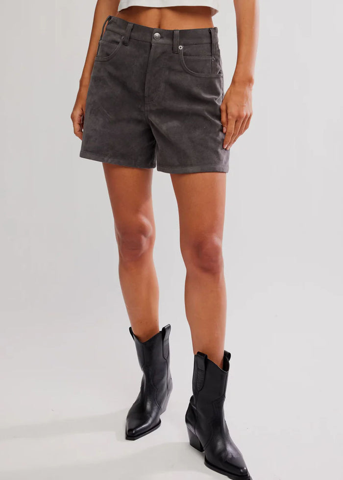 Tippi Vegan Suede Shorts - Dark Grey