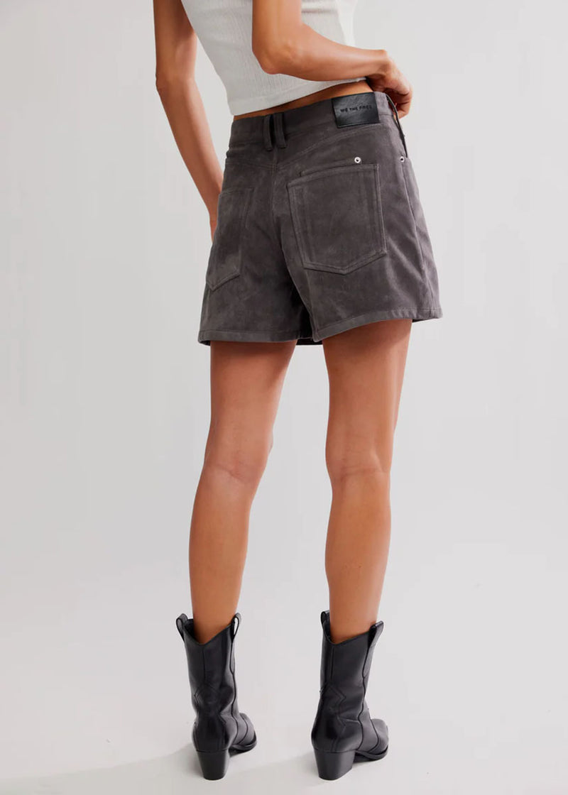 Tippi Vegan Suede Shorts - Dark Grey