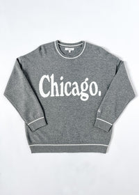 Chicago Oversized Stripe Cuff Sweater - Dark Grey