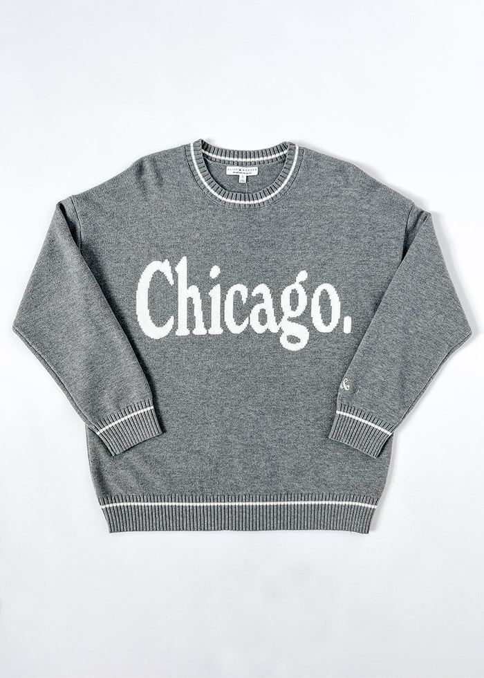 Chicago Oversized Stripe Cuff Sweater - Dark Grey