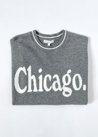 Chicago Oversized Stripe Cuff Sweater - Dark Grey