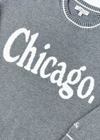 Chicago Oversized Stripe Cuff Sweater - Dark Grey