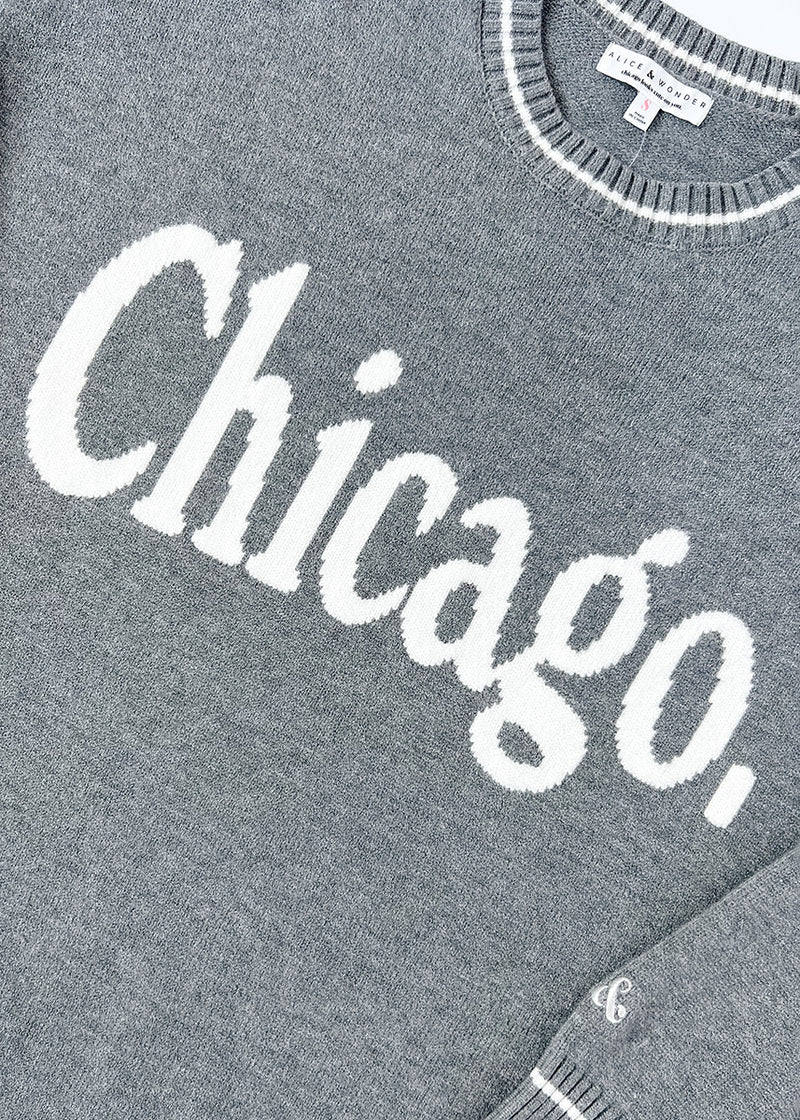 Chicago Oversized Stripe Cuff Sweater - Dark Grey