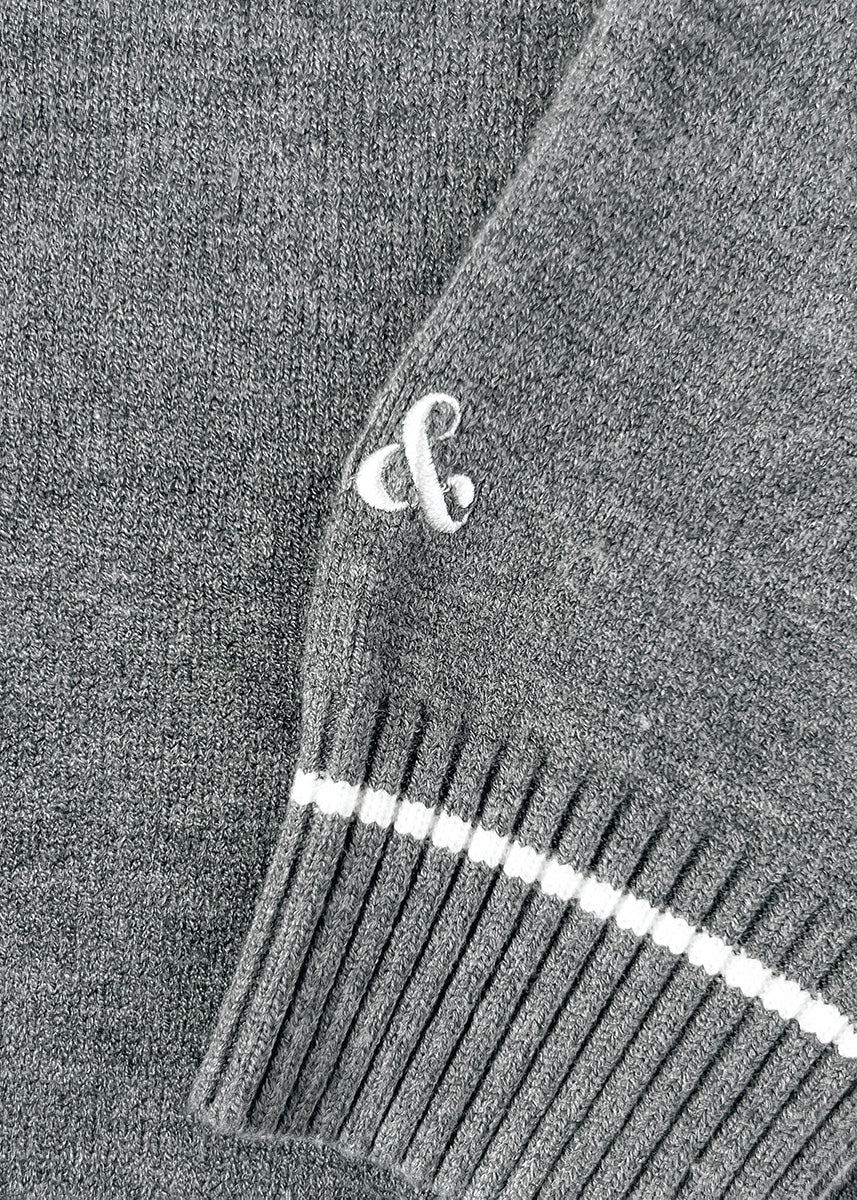 Chicago Oversized Stripe Cuff Sweater - Dark Grey
