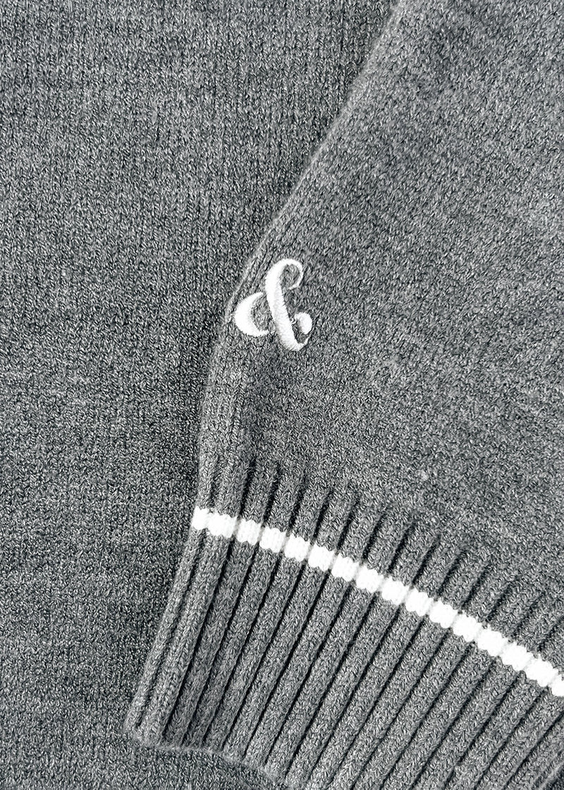 Chicago Oversized Stripe Cuff Sweater - Dark Grey