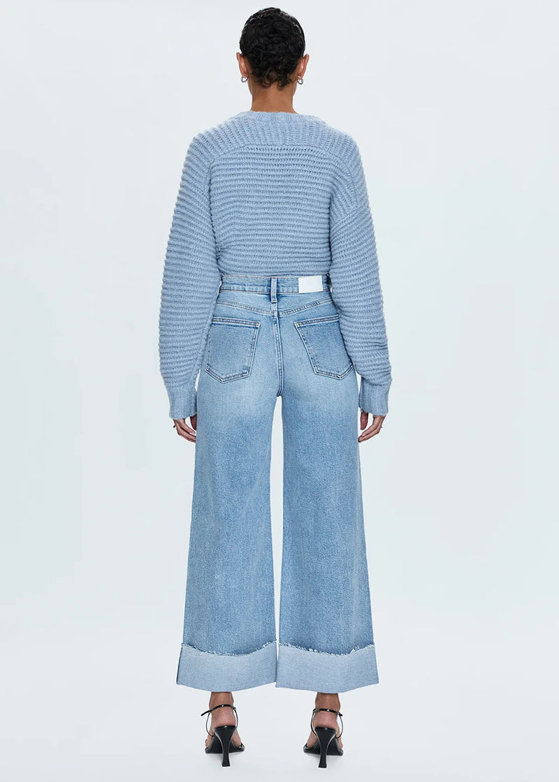 Lana Cropped Cuff High-Rise Ultra Wide Leg Jean - Snowcat