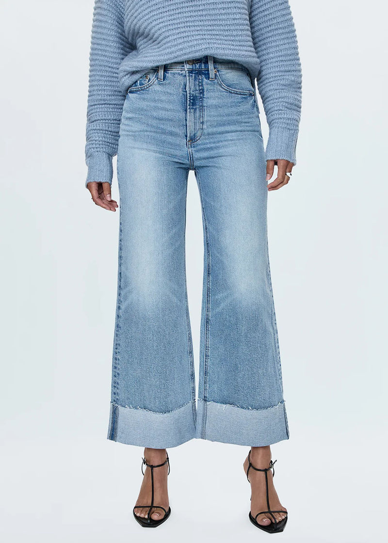 Lana Cropped Cuff High-Rise Ultra Wide Leg Jean - Snowcat