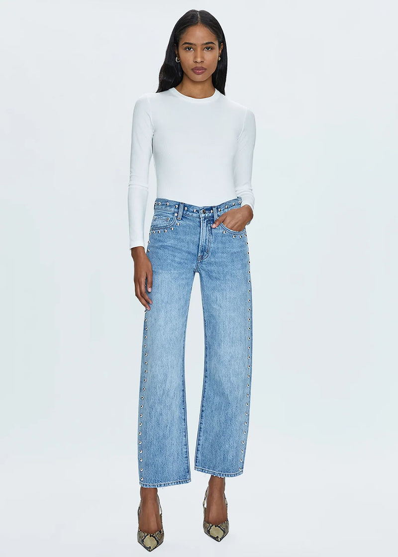 Lexi Mid Rise Bowed Straight - Satellite