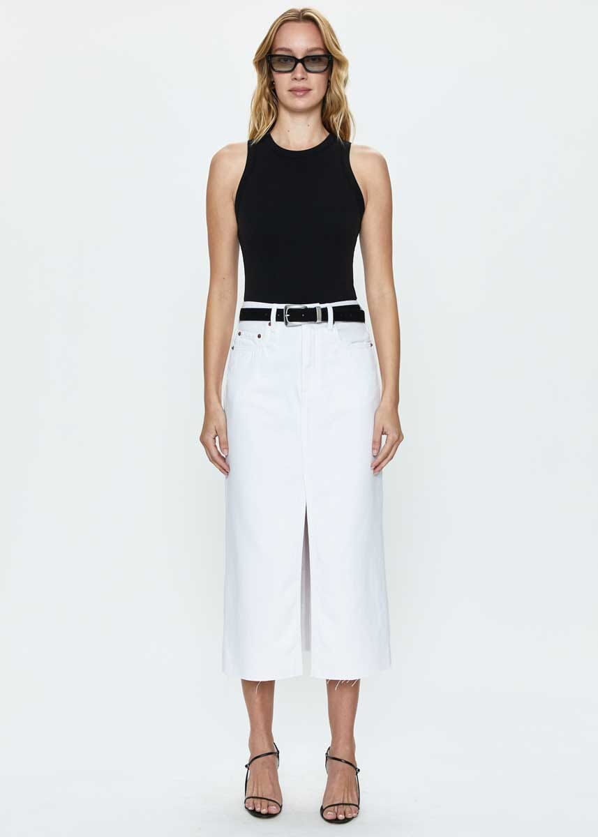Alice Denim Midi Skirt - White