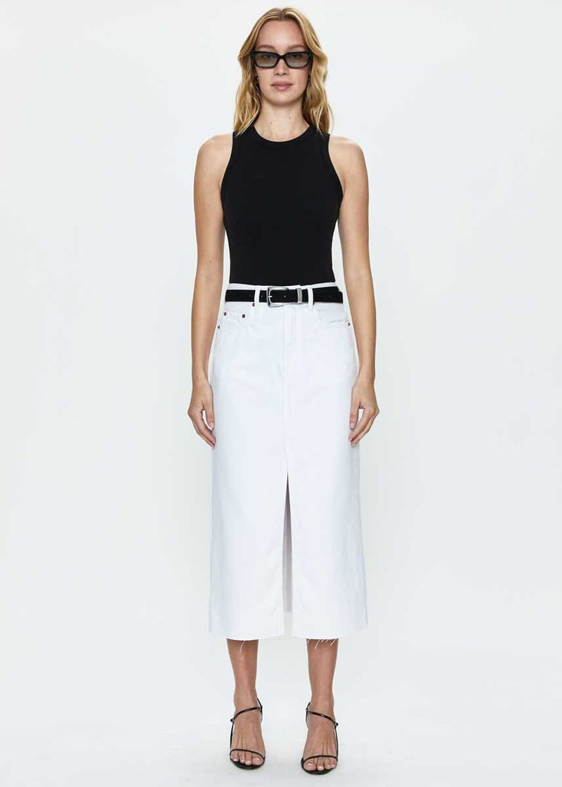 Alice Denim Midi Skirt - White