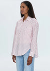 Samantha Oversized Button-Up - Ruby Stripe