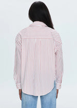 Samantha Oversized Button-Up - Ruby Stripe