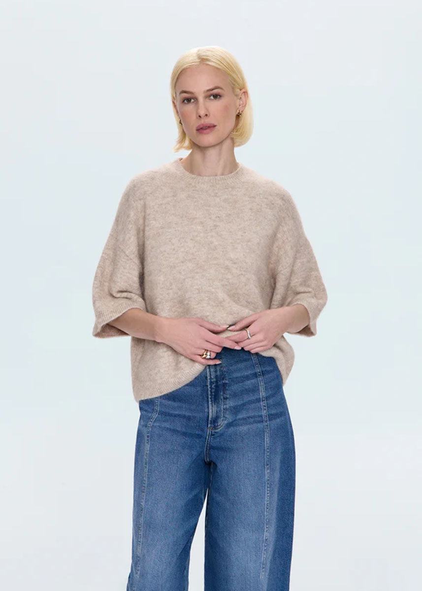 Shiloh Short Sleeve Crewneck Sweater - Oatmeal