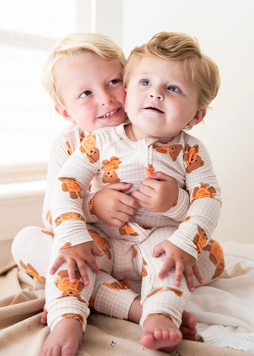 Gingham Little Boo Bear Zipper Romper