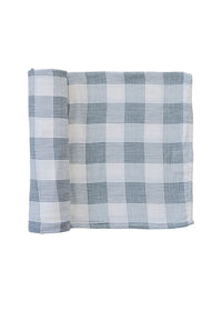 Coastal Plaid Muslin Swaddle Blanket
