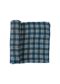 Navy Plaid Muslin Swaddle Blanket