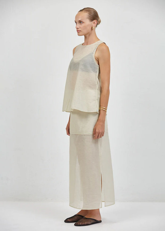 Camille Sheer Top - Taupe