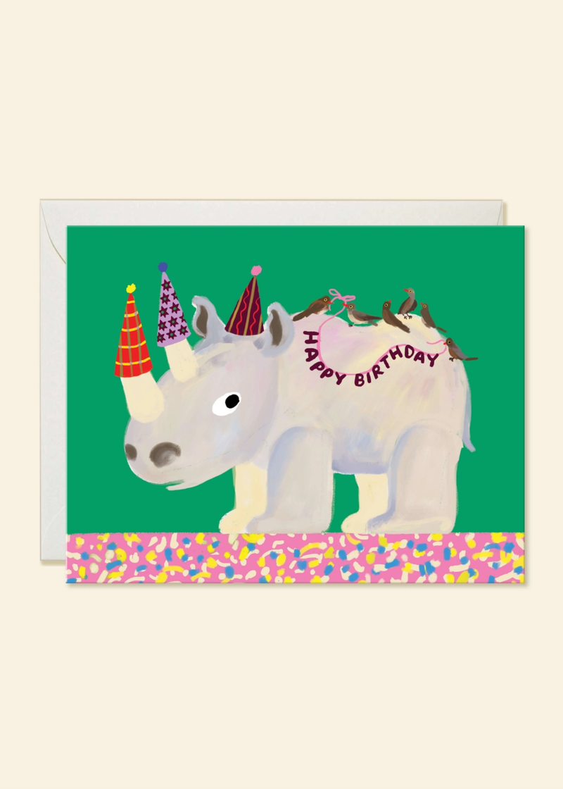 Party Ready Rhino Birthday Card