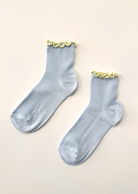 Petite Ruffled Modal Socks - Baby Blue & Butter