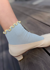 Petite Ruffled Modal Socks - Baby Blue & Butter