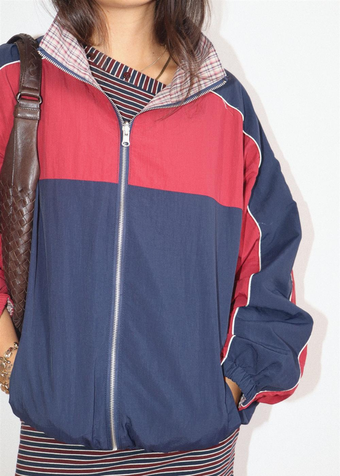 Phoebe Nylon Track Jacket - Navy