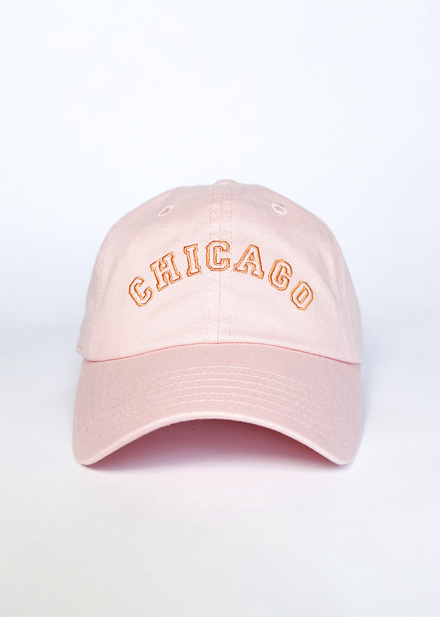 Youth Chicago Arch Dad Hat - Pink & Orange