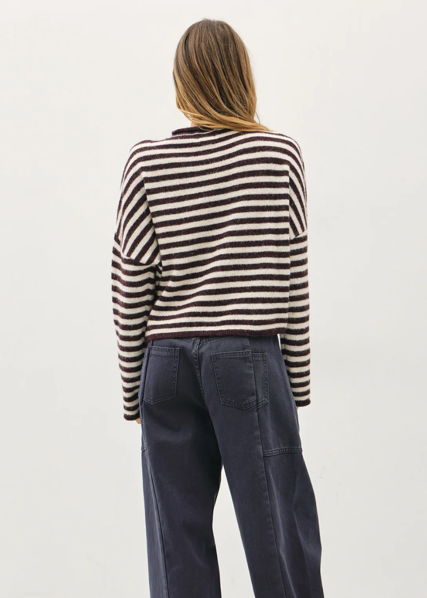 Piper Striped Cardigan - Dark Wine
