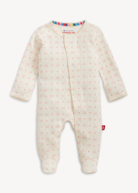 Pointelle Magnetic Footie - Heart & Bow