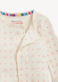 Pointelle Magnetic Footie - Heart & Bow