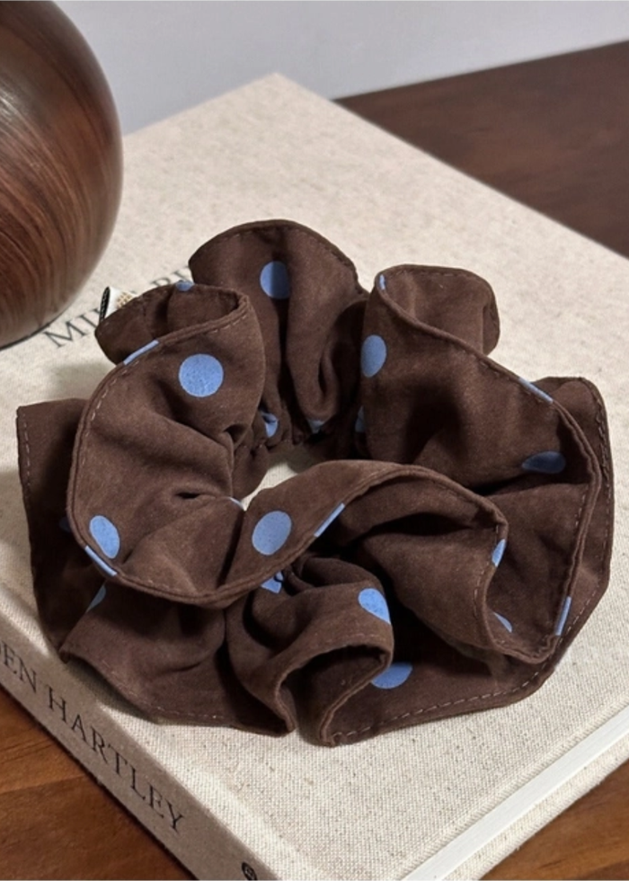 Polka Dot Scrunchie - Brown