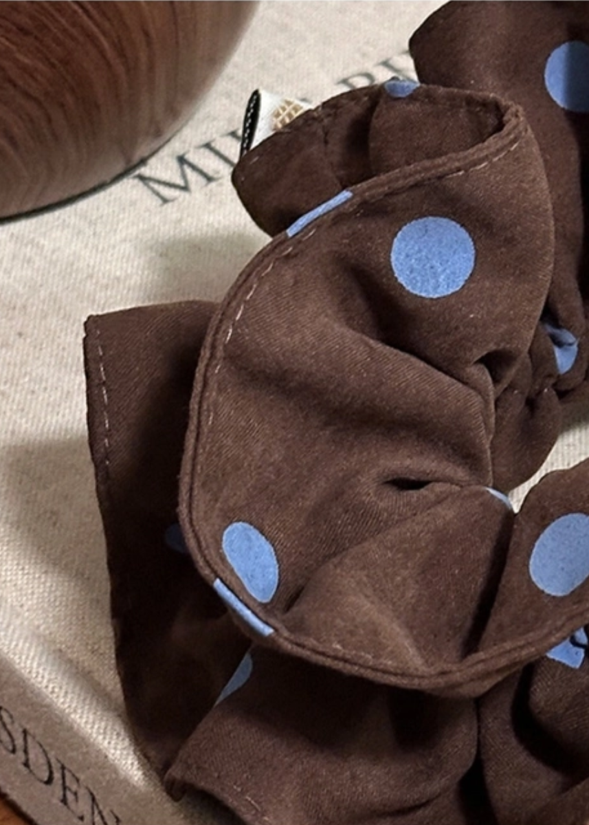 Polka Dot Scrunchie - Brown