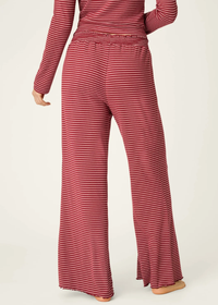 Pretty Stripes Pointelle Pajama Pants  - Dark Wine