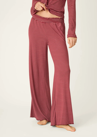Pretty Stripes Pointelle Pajama Pants  - Dark Wine