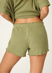 Rib Knit Lounge Shorts - Heather Dark Olive