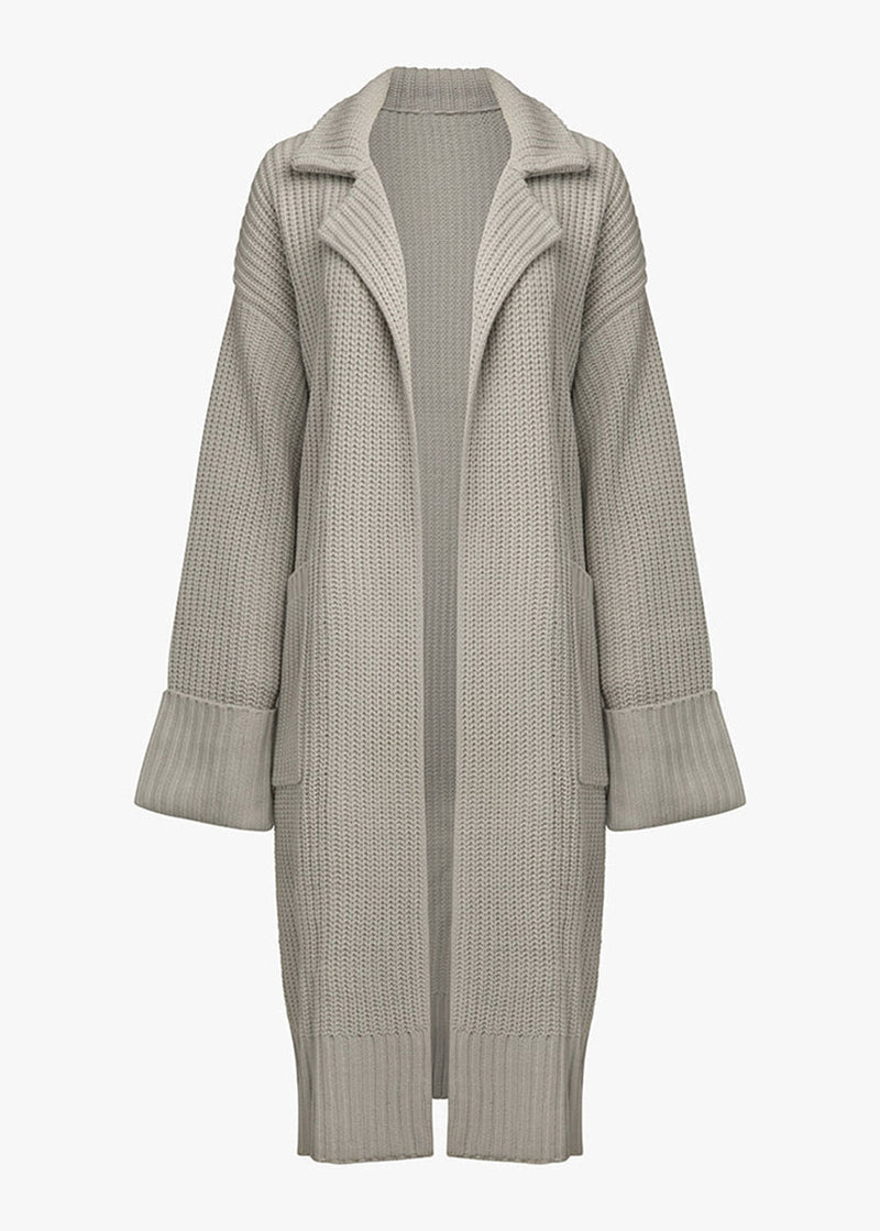 Demi Collar Coatigan - Light Grey